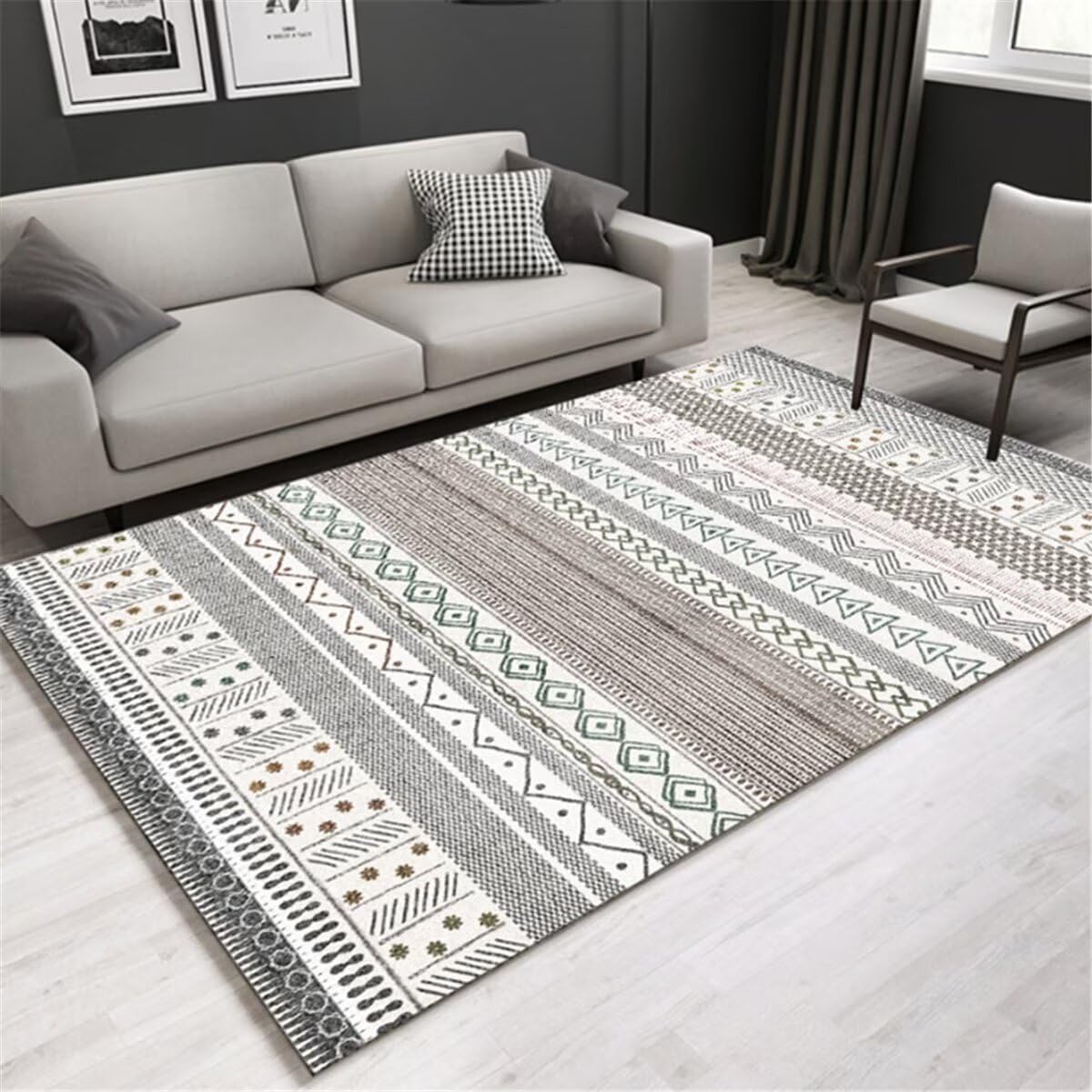 Decoration Chambre Ado Fille Pas Cher Tapis Enfant Texture géométrique Grise décorée Chambre Salon Tapis insonorisation Tapis Terrasse 140X200CM