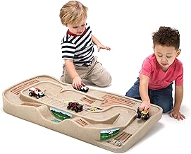 Mesa portátil Simplay3 para llevar y llevar para niños, pista de carreras, coche y tren, de 2 lados, sin montaje, para niños de 3, 4, 5, 6 y 7 años, fabricada en EE. UU.