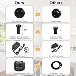 Air Switch Kit for Garbage Disposal, UL Listed Sink Top Air Switch for Food Waste Disposal, 3.58” Extra Long Air Button (Black Stainless Steel)