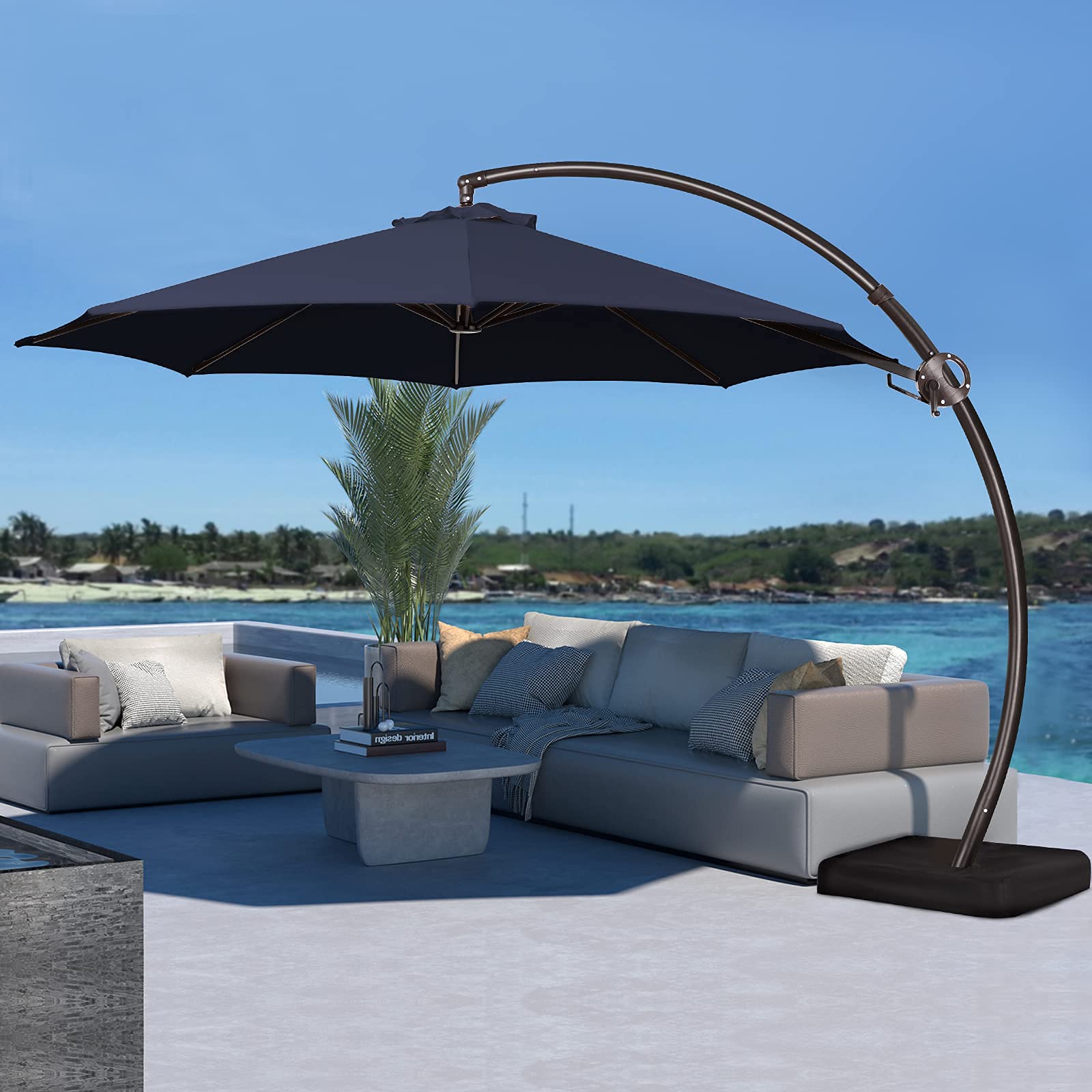 Buy JEAREY 11FT Curvy Cantilever Patio Umbrellas Large Outdoor Heavy