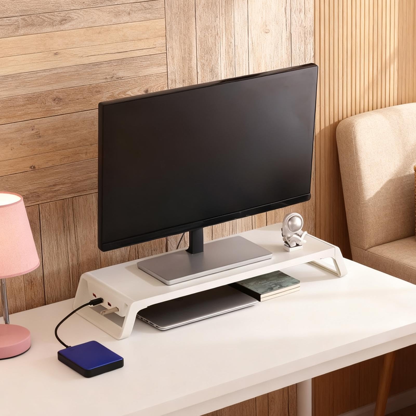 Podnośnik monitora komputerowego, organizer na biurko, akcesoria biurowe, drewniana półka na monitor PC, do biura, domu, szkoły, mieszkania, akademika, akademika
