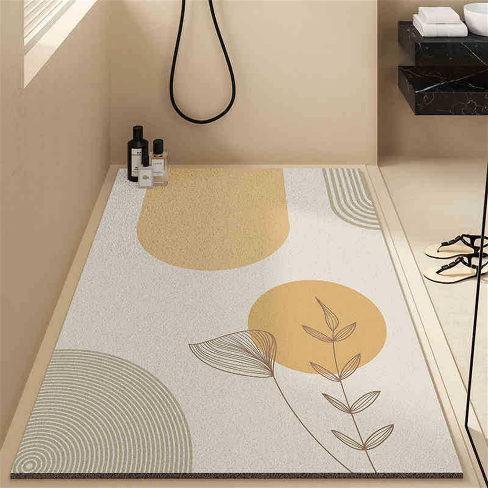 Surwin Bath Shower Mat Non Slip PVC,Loofah Bath Mat Anti Slip Shower Mats for Inside Shower, Bath Mat for Comfortable Foot Massage, Quick Dry Bathroom Mat Bathtub Mat (Plant A,50x120cm)