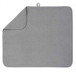Bellemain XL Dish Mat Microfiber Dish Drying Mat, Super absorbent (Grey, 16" x 18")