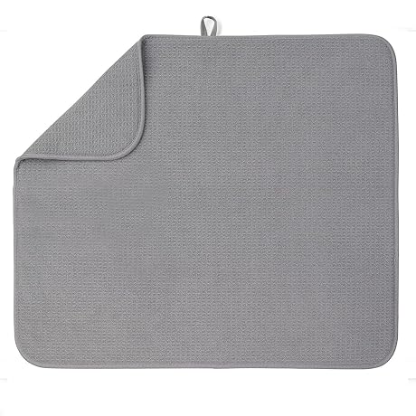 Bellemain XL Dish Mat Microfiber Dish Drying Mat, Super absorbent (Grey, 16" x 18")