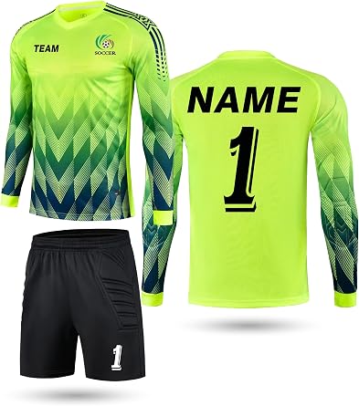 Custom Goalie Jersey Soccer Padded Long Sleeve Shirts and Pants | Personalized Goalkeeper Jersey with Name Number Team Logo for Adult Youth