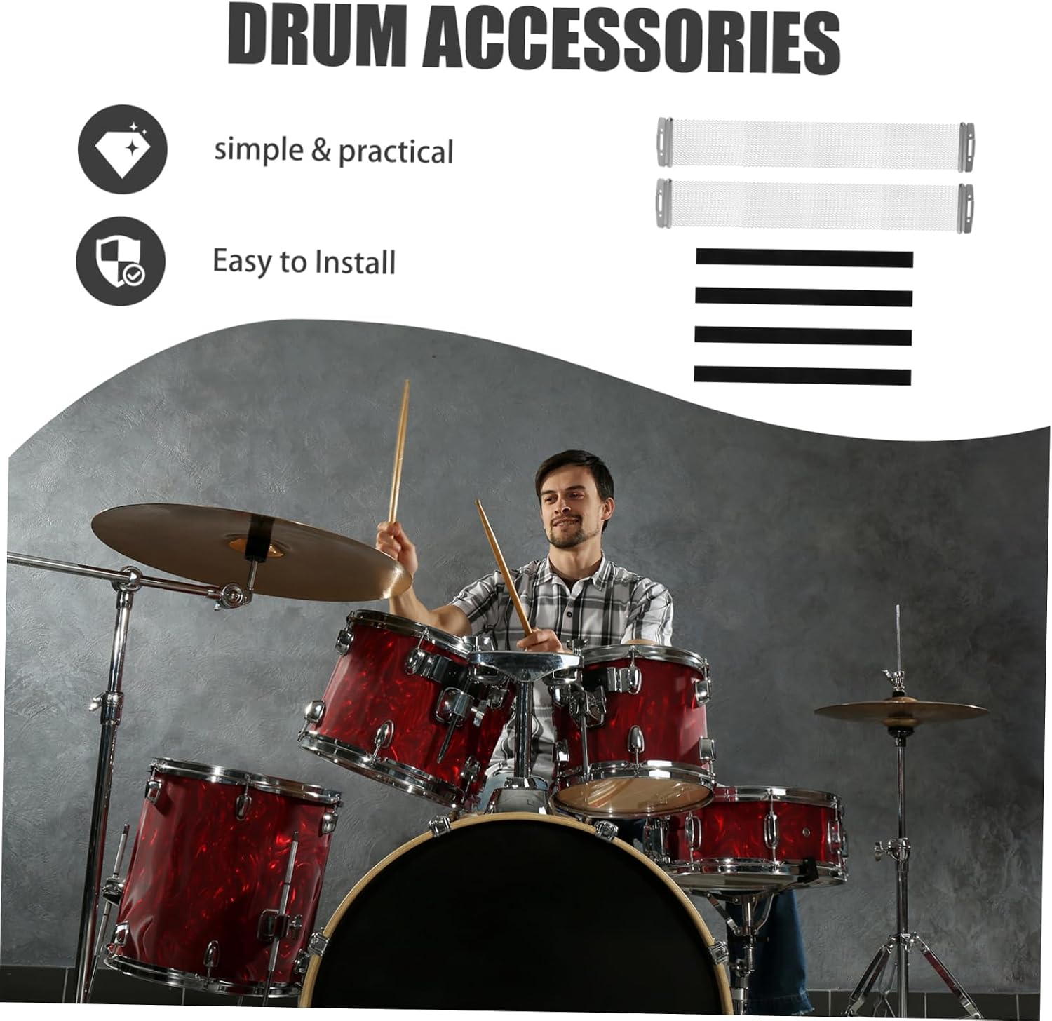 Hemoton Jazz Drum Snare Accessories Cord Keepers Cinch Straps Snare Drum Strap Wire Mounting for