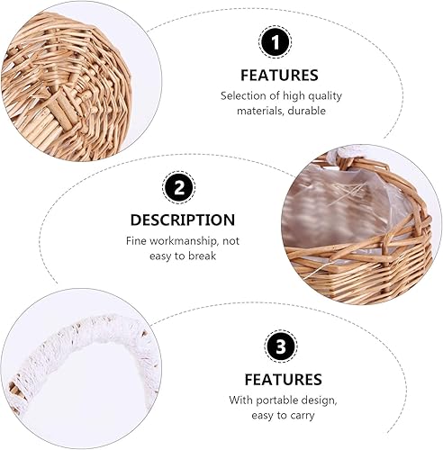 Miniatura 3 de Yardwe Cesta de flores de ratán mini cesta de picnic cesta de frutas tejida cesta de almacenamiento tejida cesta de flores vacía flor niña cesta de