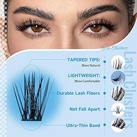 KEVKEV Lash Clusters 144 Pcs Eyelash Clusters Wispy Natural Cluster Eyelash Extension Thin Band & Soft Mix Length Lashes DIY Lash Extensions at Home Easy to Apply(Cloudy,8-18mix)