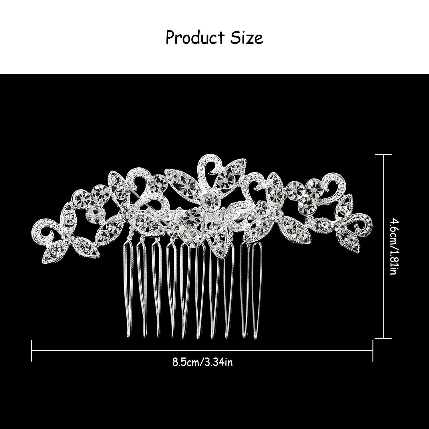Rumyve Crystal Wedding Hair Comb Flower Silver Headdress Bridal Hair Piece Vintage Elegant Ladies Hair Accessories - Image 2