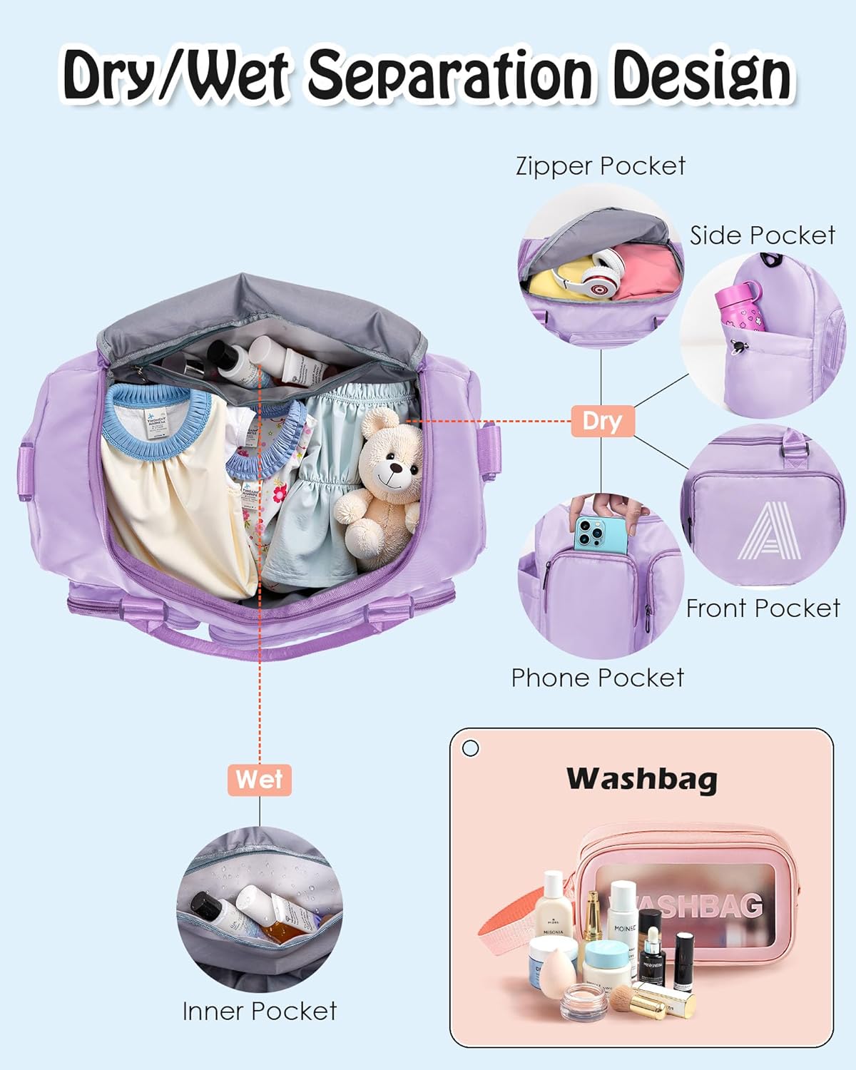 Gifts Teen Girl Gift, Initial Travel Duffle Bag, Duffel Bag,Personalized Weekender Bag, Monogram Overnight Bag Girlfriend Birthday Gifts for Women Gifts for Teen Girls Boys - Image 3