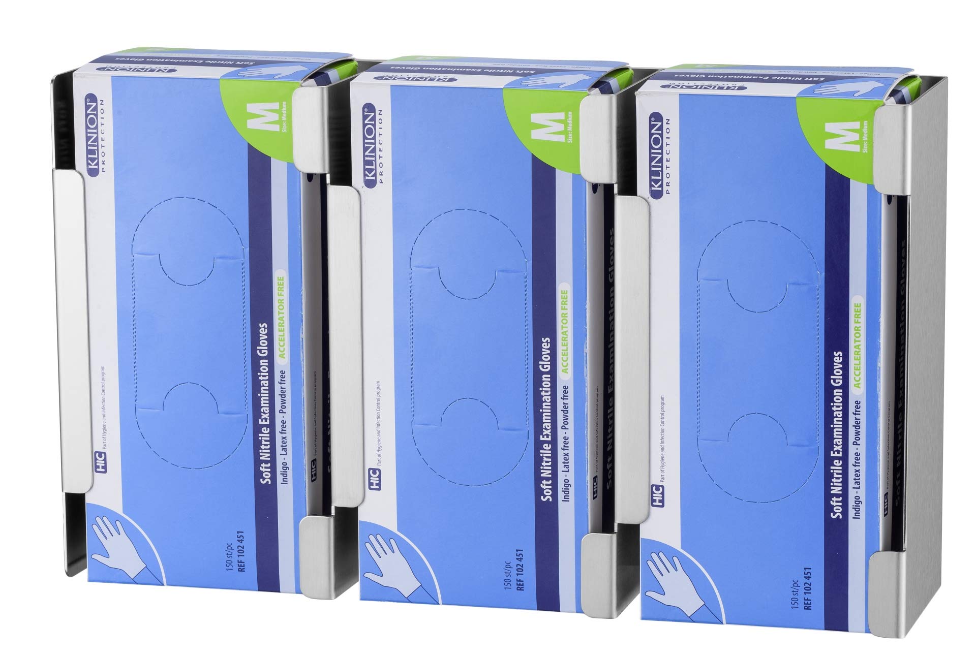 8501 Mediclinics MediQo-Line MQTGDE Dispenser TRIO per Guanti Monouso - Tripla Apertura - Montaggio a Parete - Acciaio