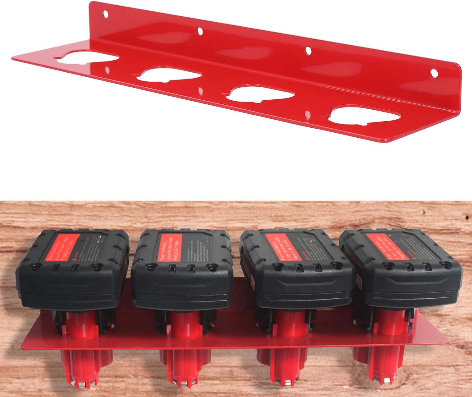 2PCS Wall Mount Battery Holders for M12B2 M12B4 M12B6, Stainless Steel Power Tool Lithium Battery Storage Shelf with 4 Holes, Durable Organizer for Workshop Garage Truck