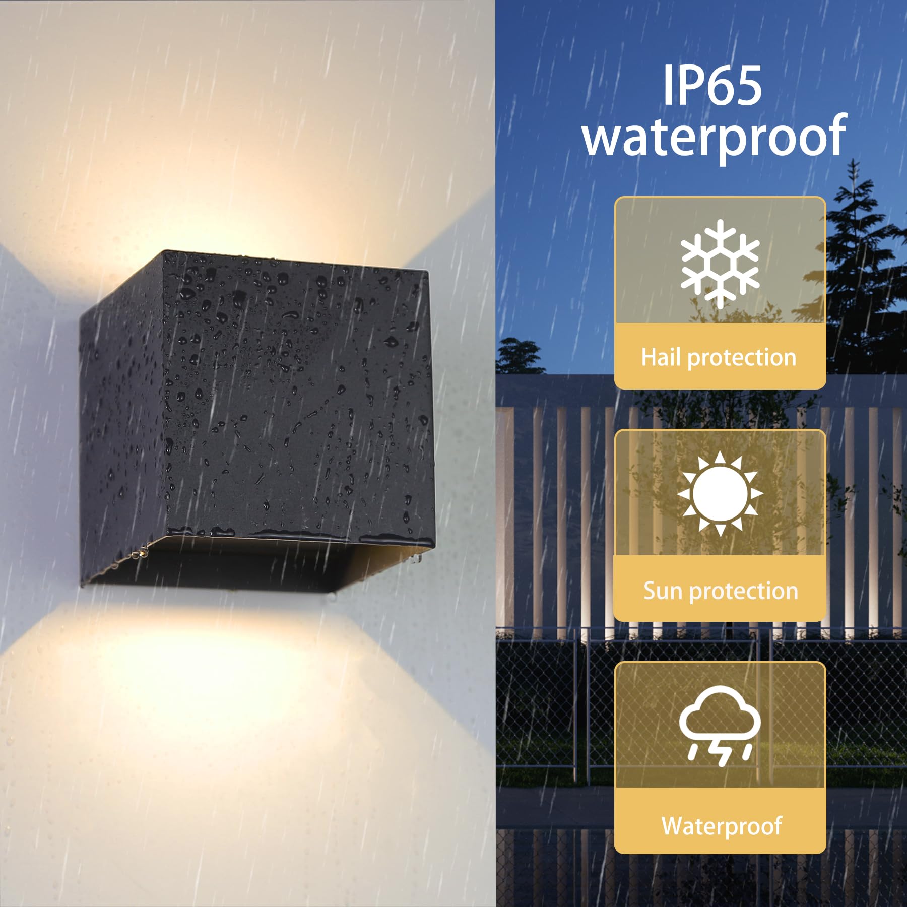 SILAMPDI Applique Murale Exterieur 12W Luminaire Exterieur 3000K Eclairage Exterieur IP65 Lampe Exterieur LED Pour Patio, Terrasse, Jardin, 4 Pièces
