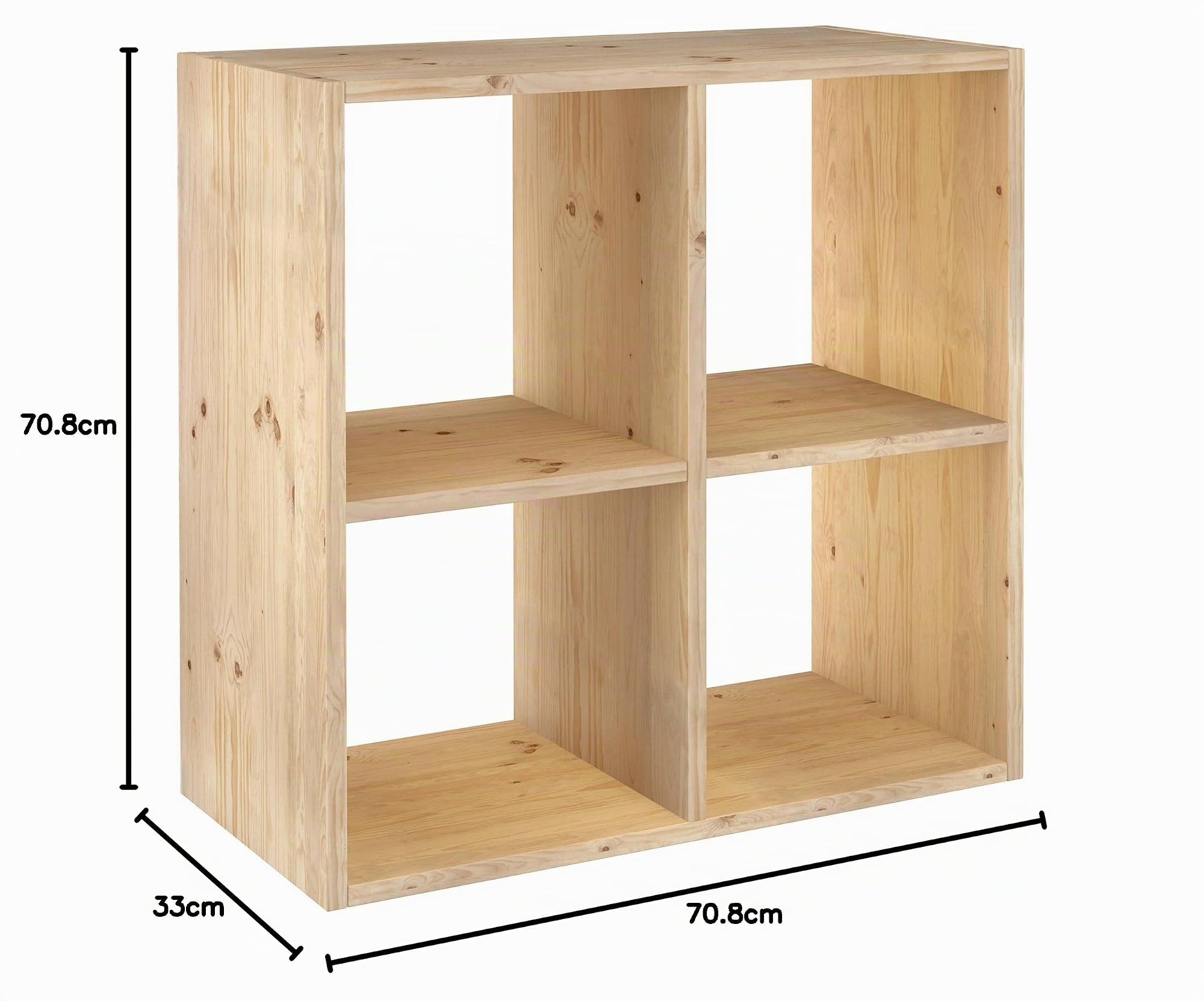 Astigarraga Kit Line Estantería Modular 4 Cubos Dinamic, Madera Maciza Pino - 70,8x70,8x33 cm