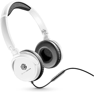 Music Sound | Hoofdbandkabel Basic | Opvouwbare on-ear hoofdtelefoon met kabel en microfoon - jack 3,5 mm - kleur wit, één maat