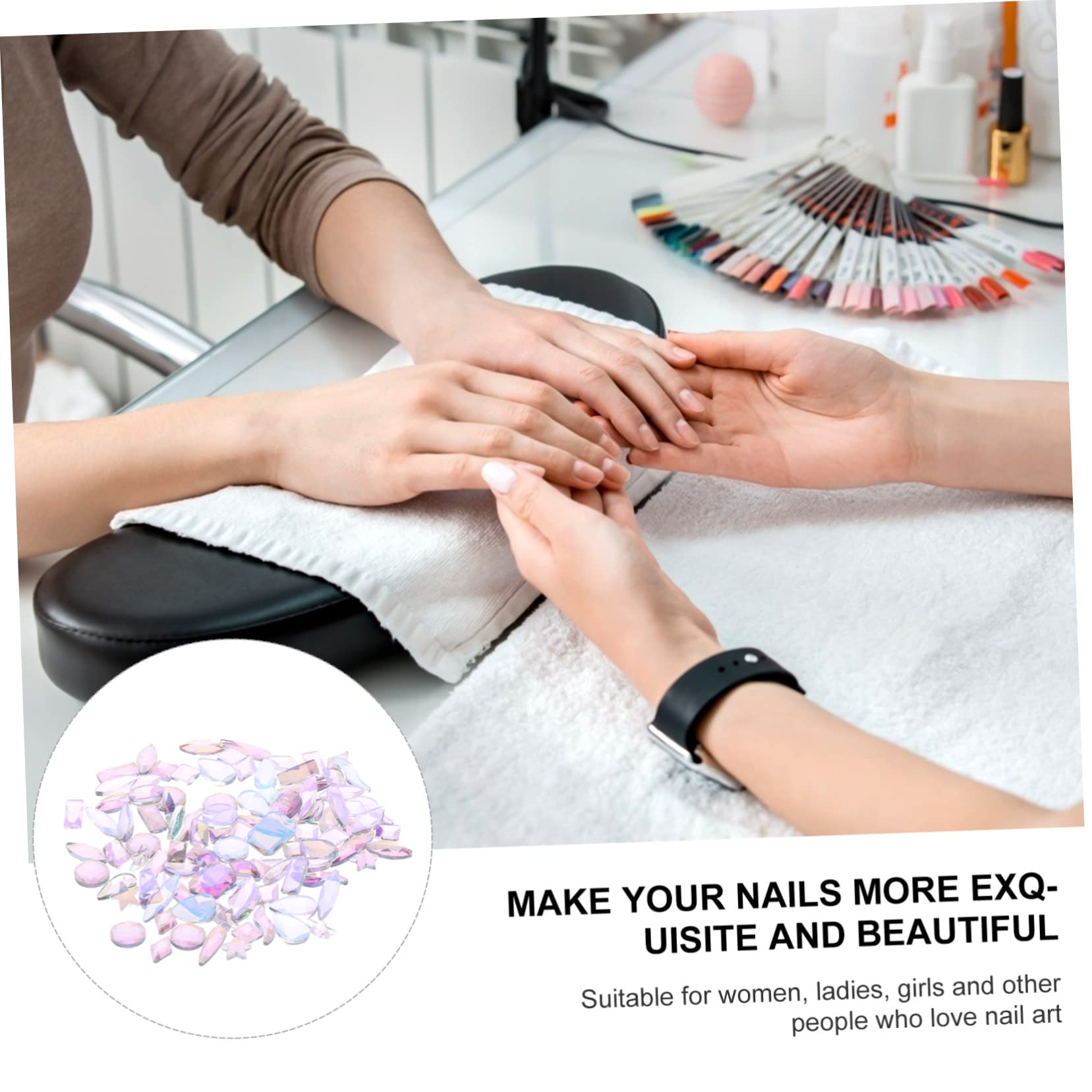 Healeved 100pcs Nail Art Studs Nail Charms Decorative Gems Lightweight Nail Decor for Travel