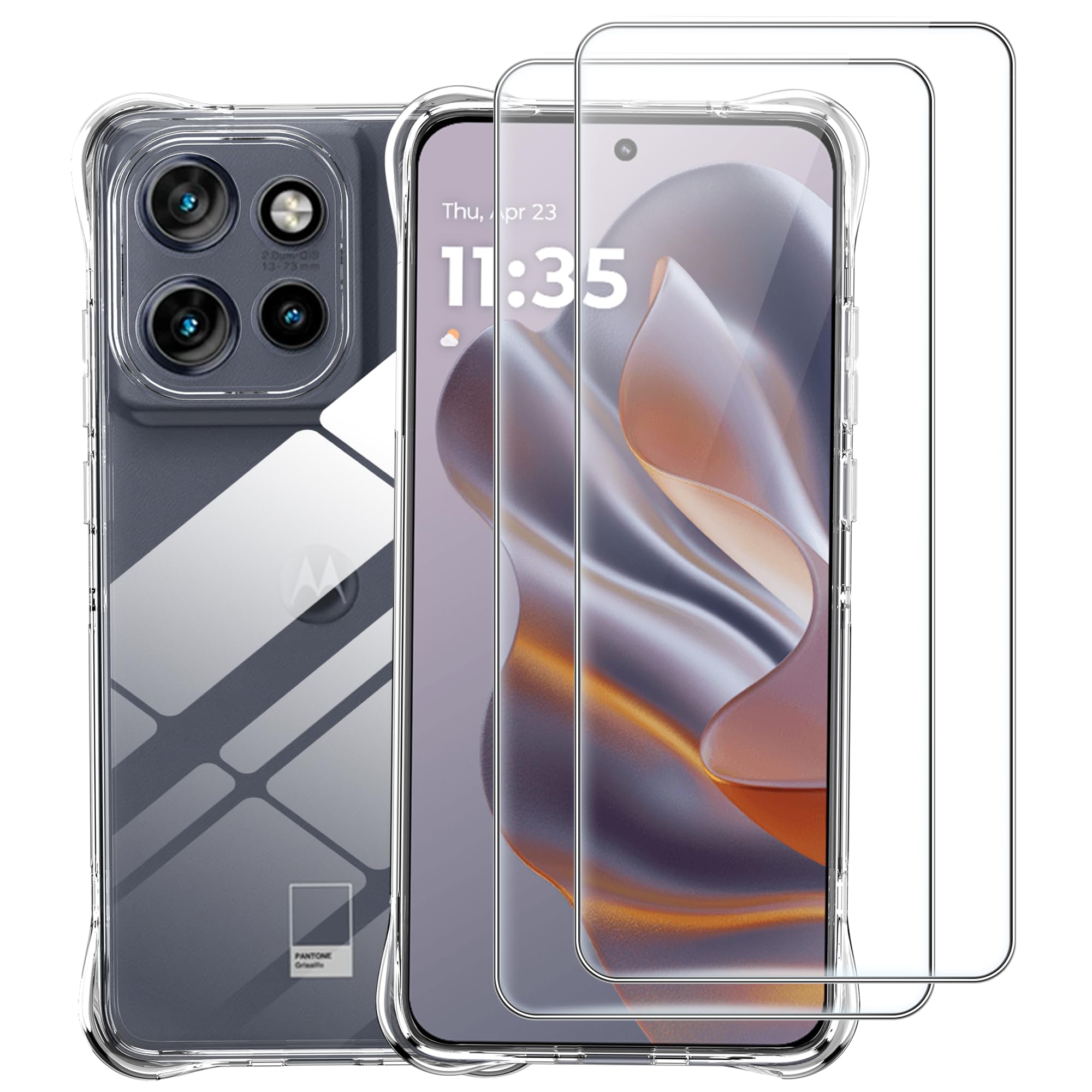 zZjoOoj Custodia per Motorola Moto Edge 50 Neo/Edge 60 Neo Cover e 2 Pezzi Pellicola Vetro Temperato[Senza Bolle] con Angoli di Protezione Antiurto,Clear Soft Silicone TPU Mobile Phone Case