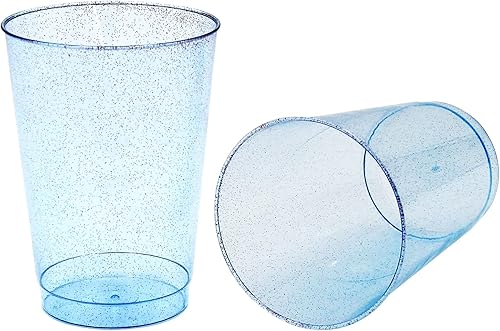 Miniatura 3 de Homy Feel Vasos de plástico con purpurina azul de 12 onzas  50 tazas desechables de cóctel y vino para fiesta de boda