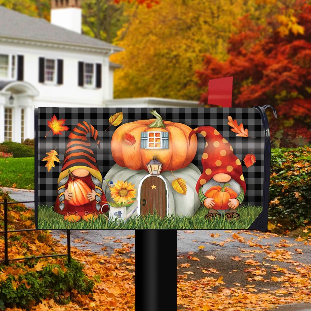 Briarwood Lane Fall Gnome Home Magnetic Mailbox Cover Humor Autumn Pumpkins Standard