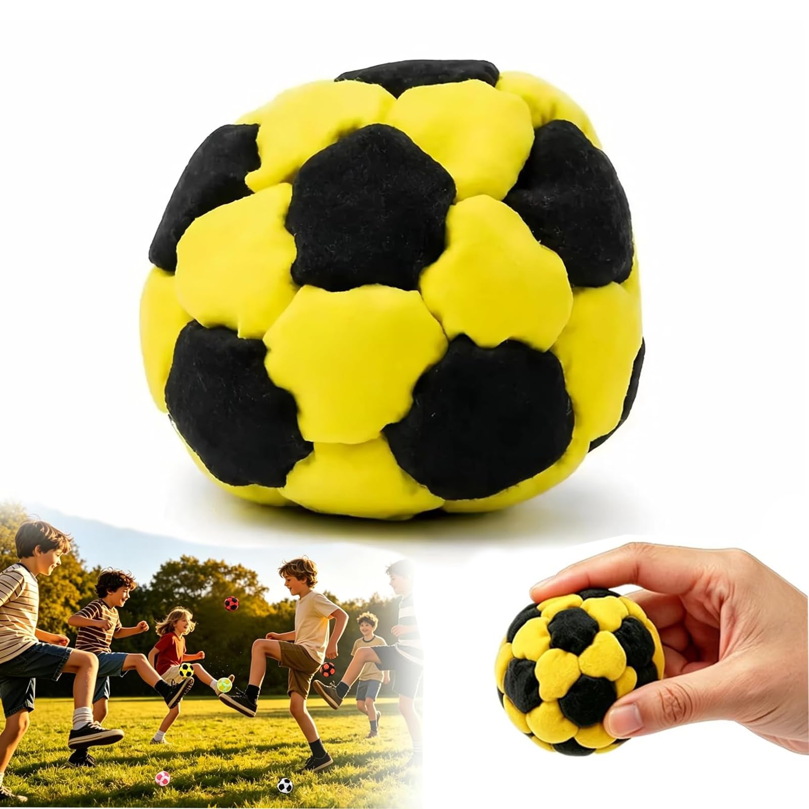 Hacky Sack, Football for Kids, Plush Crochet Hacky Sack Footbags for Adults & Kids, Soft Sand-Filled Juggling Kick Balls for Beginners, Freestyle Play & Indoor Outdoor Games-picture-20