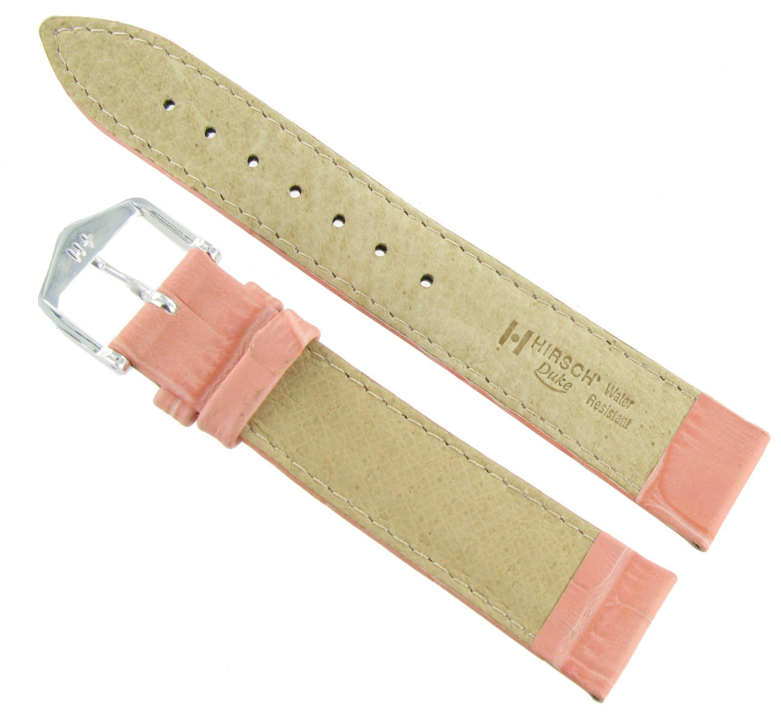 20mm Hirsch Duke Alligator Grain Pink Genuine Leather Padded Watch Band Strap