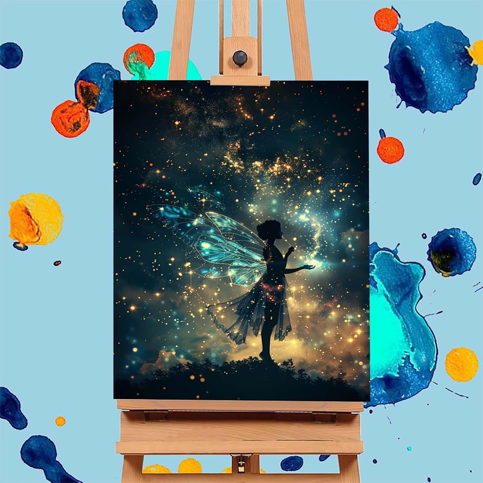 Elf Malowanie po numerach, dla dorosłych, do malowania po numerach, dla dorosłych, gwiaździste niebo, DIY, rękodzieło, akrylowy pigment, zestaw do rysowania ze pędzlami, hobby dla kobiet, dekoracja