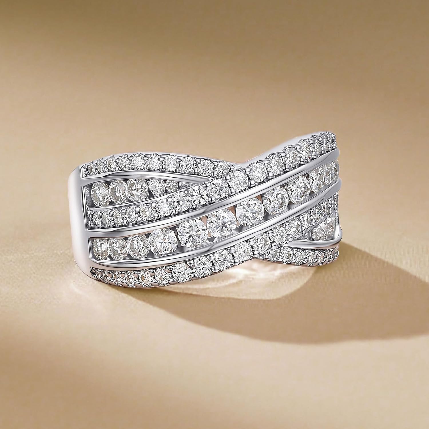 Moissanite Wedding Band for Women Infinity Anniversary Rings D Color VVS1 Clarity 925 Sterling Silver Sz 5-10 - Image 6