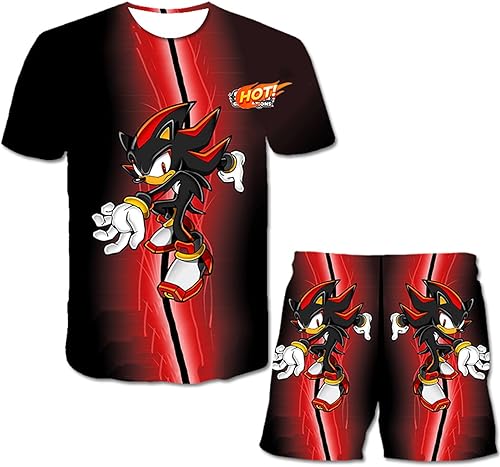 Gimm Camiseta de anime para niños y niñas, adecuada para niños, pantalones cortos de manga corta de dibujos animados, conjunto de 2 piezas