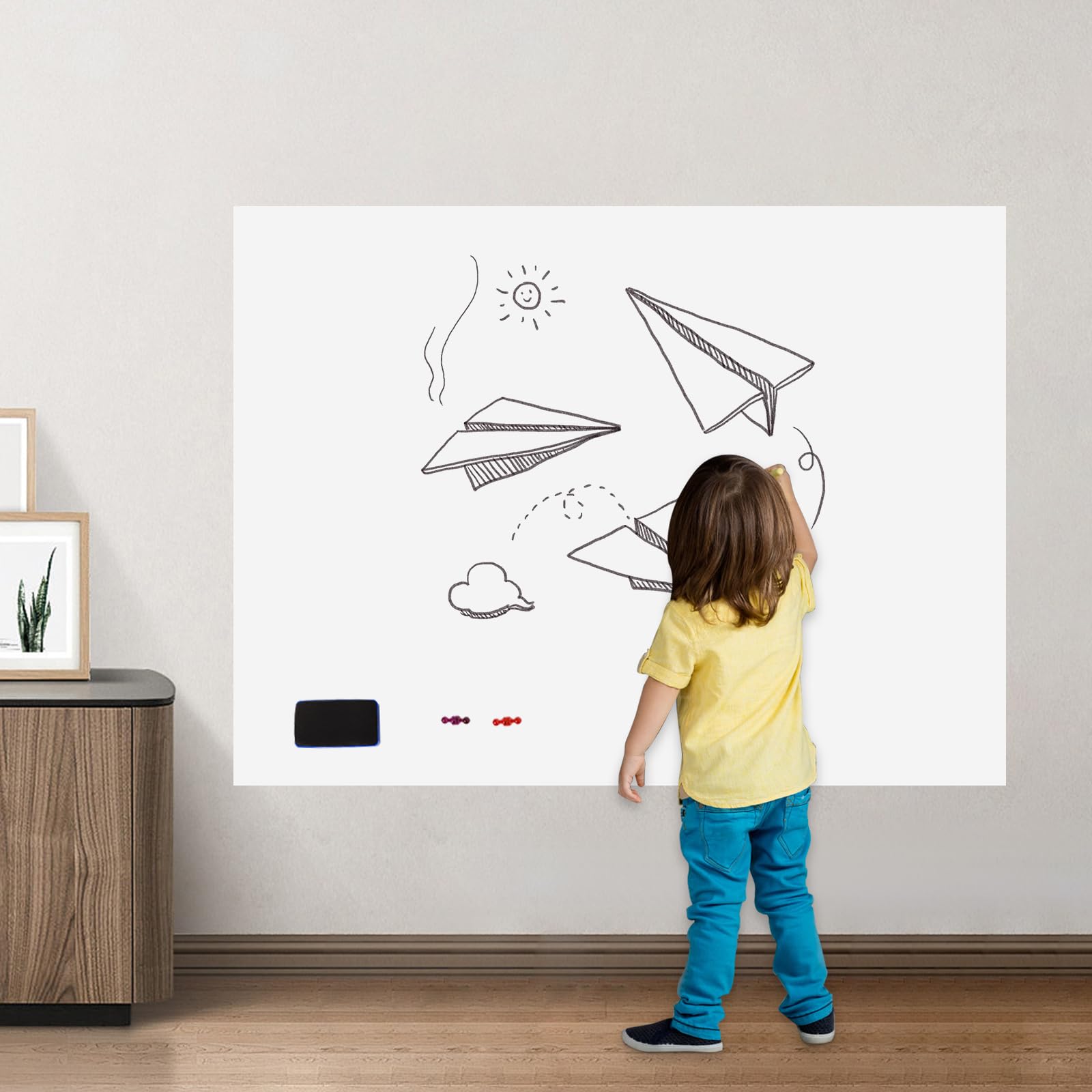 Tableau blanc magnétique autocollant 120 x 90 cm