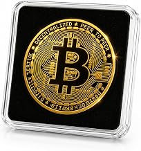 PfX Crypto Bitcoin Coin [24 Carat Real Gold Plated] Includes Elegant Plexiglass Coin Case