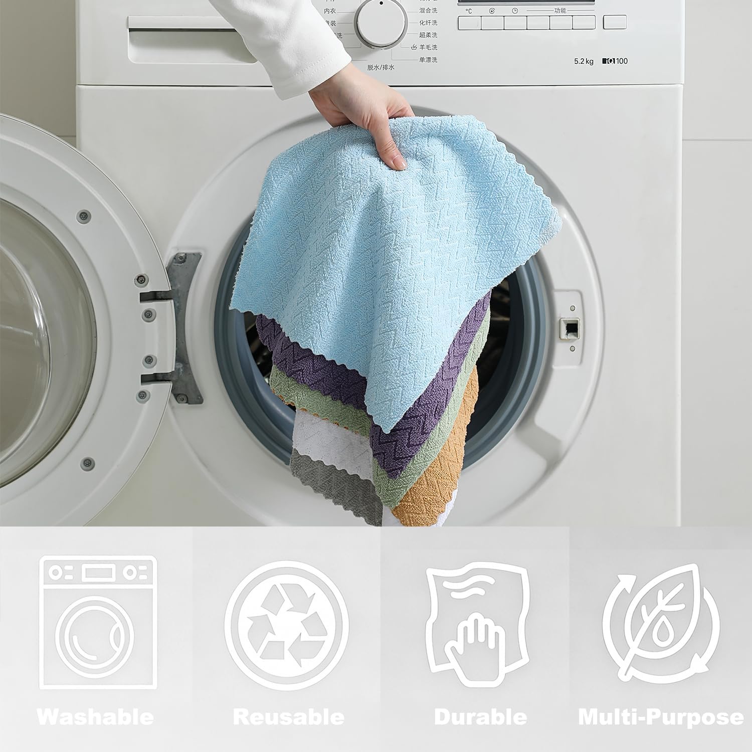 80 Pack Microfiber Cleaning Cloth Roll Reusable Paper Towels 12"x12" Tear Away Cloth,Absorbent Dish Rags for House Kitchen,Wash Cloths,Lint Free Rags for Window Cars Cleaning Supplies
