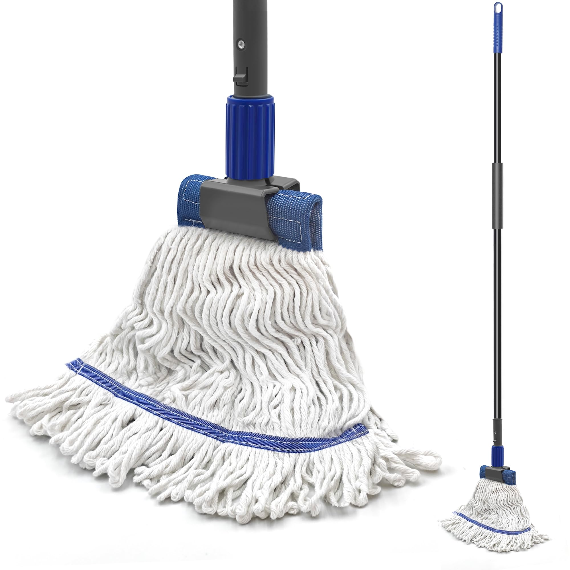 commercial mop heavy duty 575 inches long handle large looped-end industrial string mop professional dry wet cotton mop for cleaning concrete tile hardwood floor shop office garage