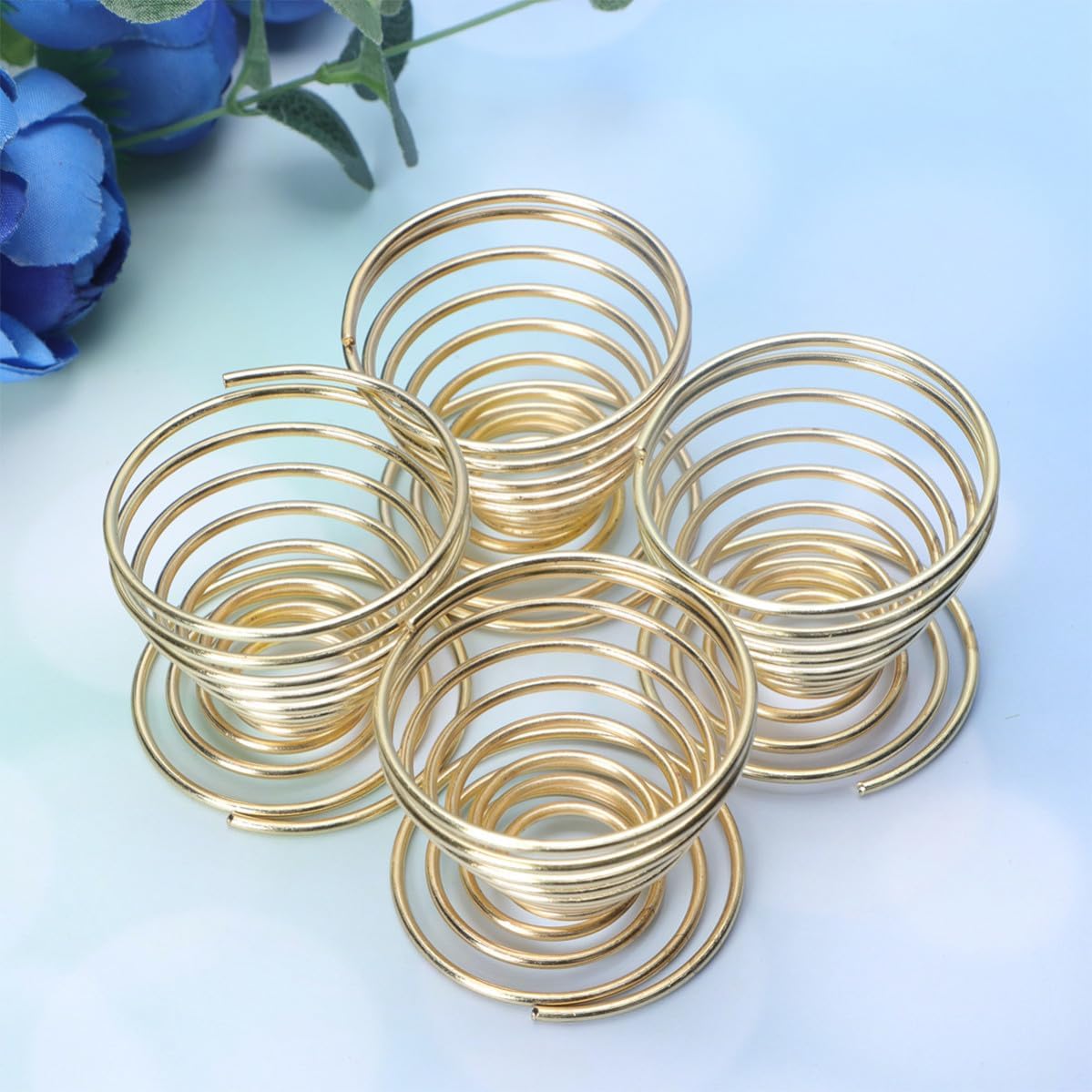 Mini Spring Wire Egg Cup Holder Golden 4pcs in Stainless Steel