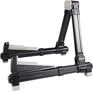 Foldable Guitar Stand, Meeland Universal A-Frame Guitar Stand, Adjustable and Portable Guitar Rest for Classical Guitar, Acoustic Guitars,Electric Guitars, Bass and Ukulele Ideal for Stage and Home Bl