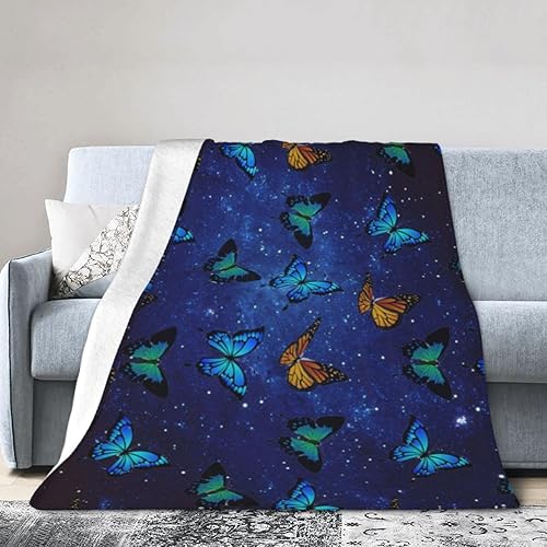 Manta de mariposa estrellada, manta de franela súper suave, regalo para adultos y niños, 80 x 60 pulgadas