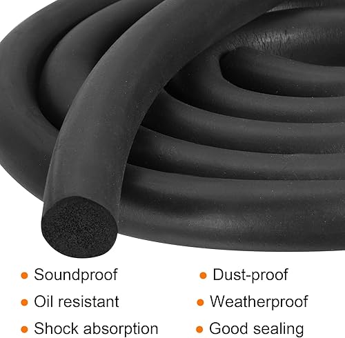 Miniatura 4 de uxcell Tira de sellado de goma de espuma, 0.71 pulgadas de diámetro x 13.1 ft (13.12 pies) de largo redondo EPDM de goma sólida para reducir el