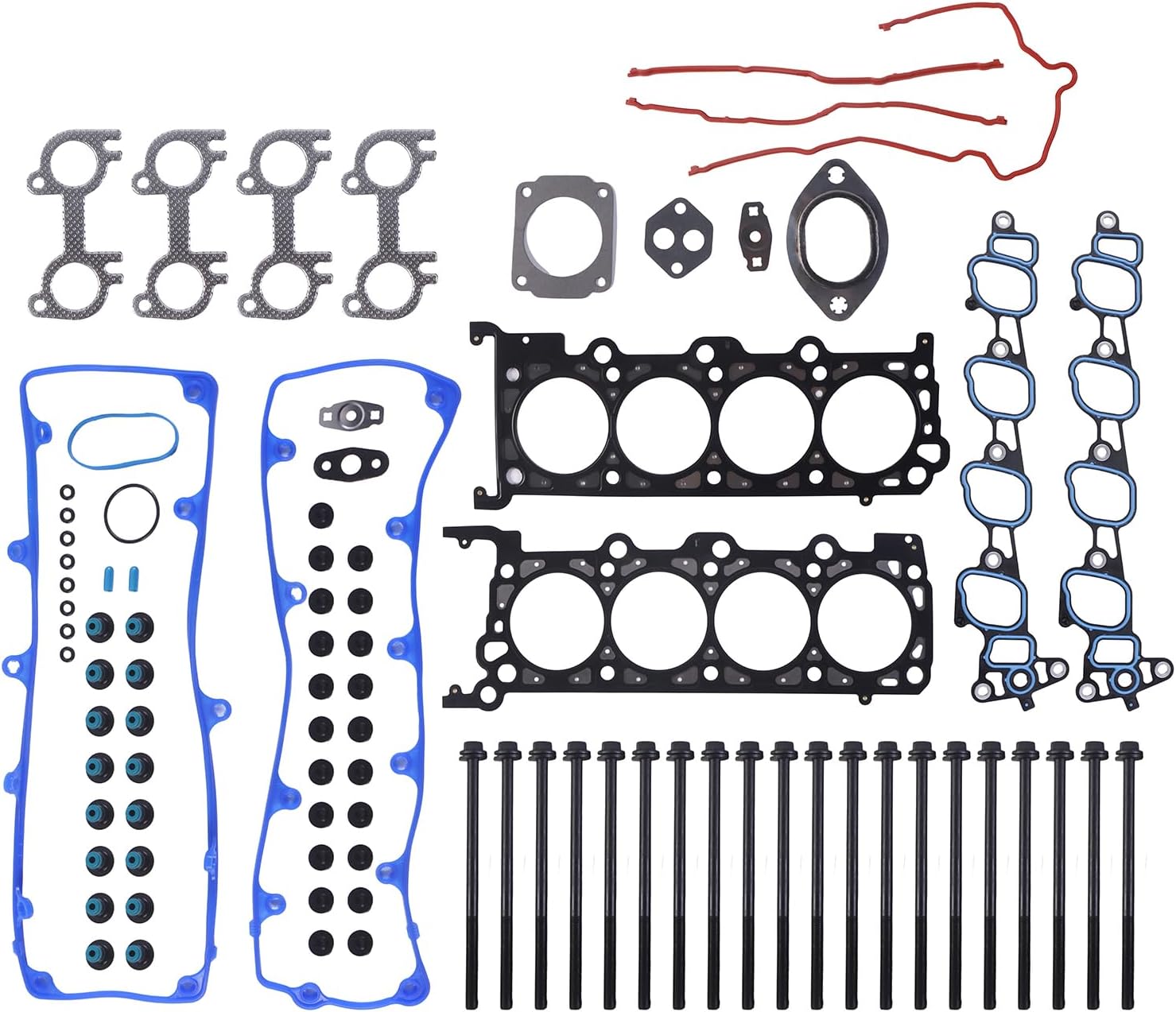 4.6L Engine Cylinder Head Gasket Bolts Set Fit for Ford Crown Victoria E-150 Expedition Explorer F-150 Mustang, Lincoln Town Car, Mercury Grand Marquis 4.6L V8 OE HS9792PT-6 ES72798