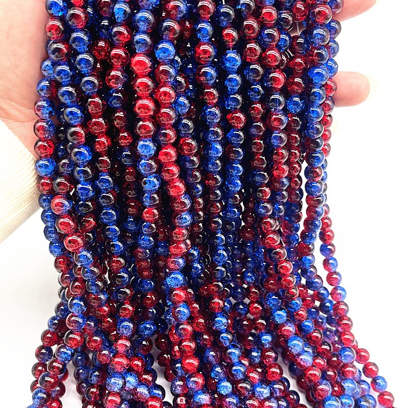 LYVQZPWLRsemillas de vidrio, Nuevas cuentas de vidrio agrietadas redondas de 4 mm/6 mm/8 mm de diámetro, cuentas espaciadoras sueltas for pulseras hechas a mano. Accesorios for manualidades.(28,6mm(50