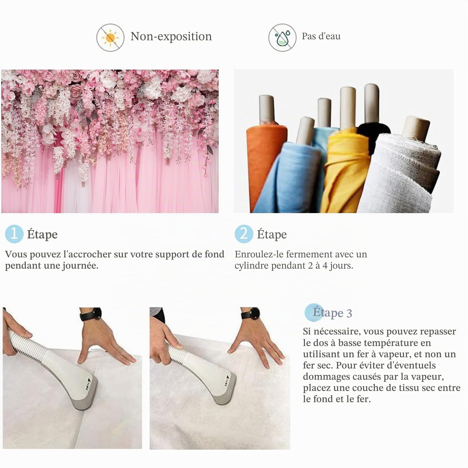 3x2.4m Toile de Fond Mur de Fleurs Rose Rideau Photographie Florale Fond Filles Rose Douche Nuptiale Mariage Anniversaire Fleurs Bébé Fille Bébé Shower Décorations Bannière Photo Booth Props