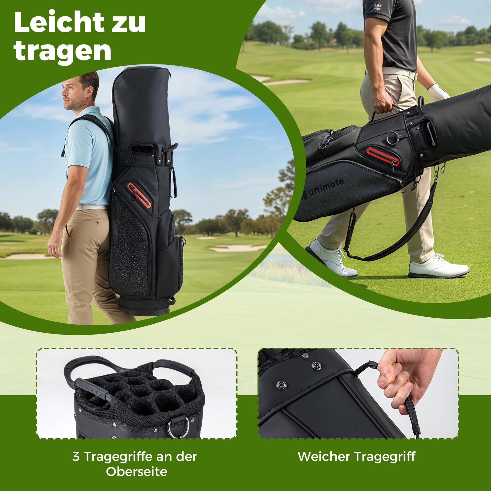 COSTWAY 11 teiliges Golfschläger Set Herren, Golf Set für Rechtshänder mit Golftasche, Golfschlägersätze inkl. 1 Driver, 3 Fairway, 4 Hybrid, 6-SW Eisen,3 Kopfhauben, Putter & Regenhaube