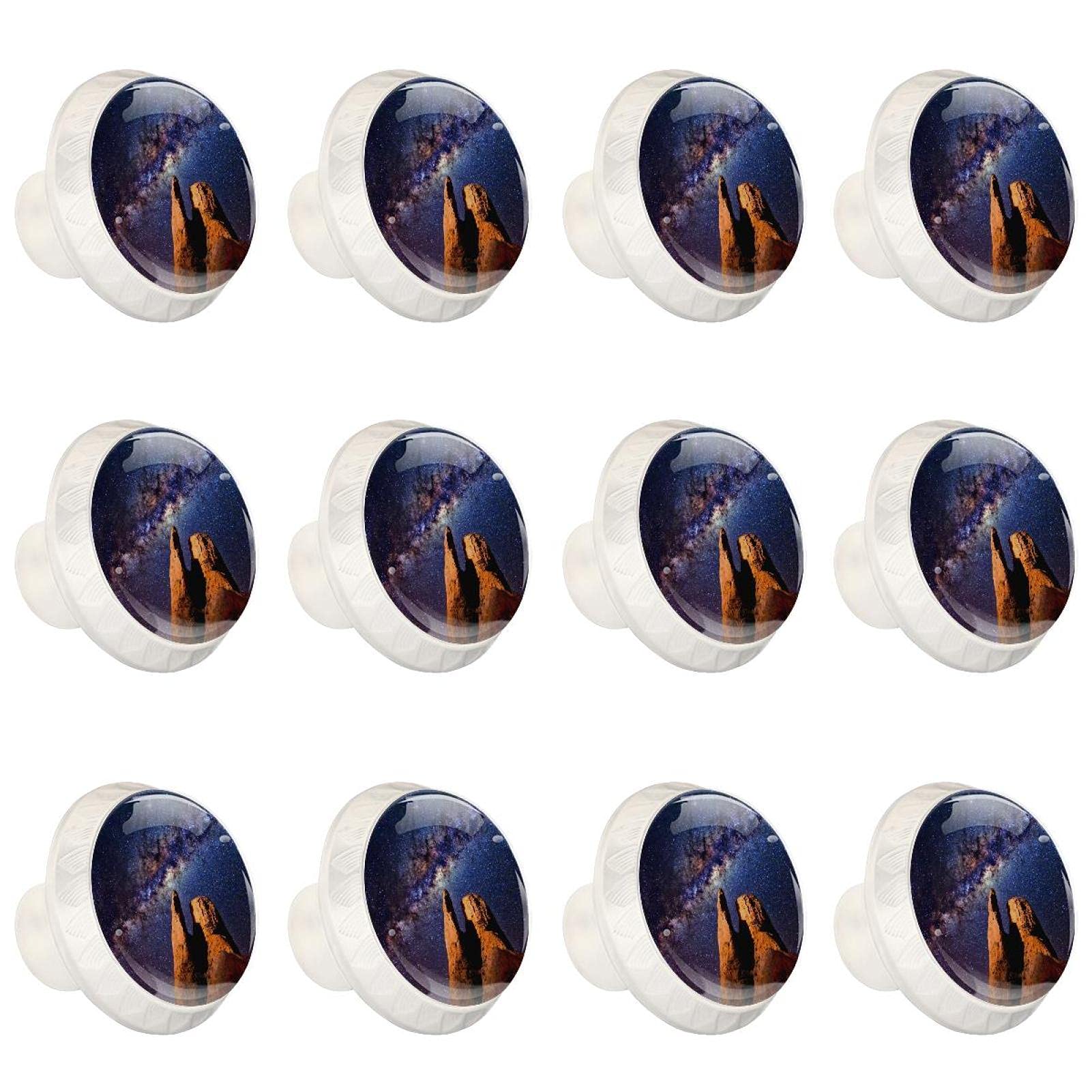 Poignée de tiroir de commode et bouton de meuble de cuisine rond décoratif galaxie lot de 12