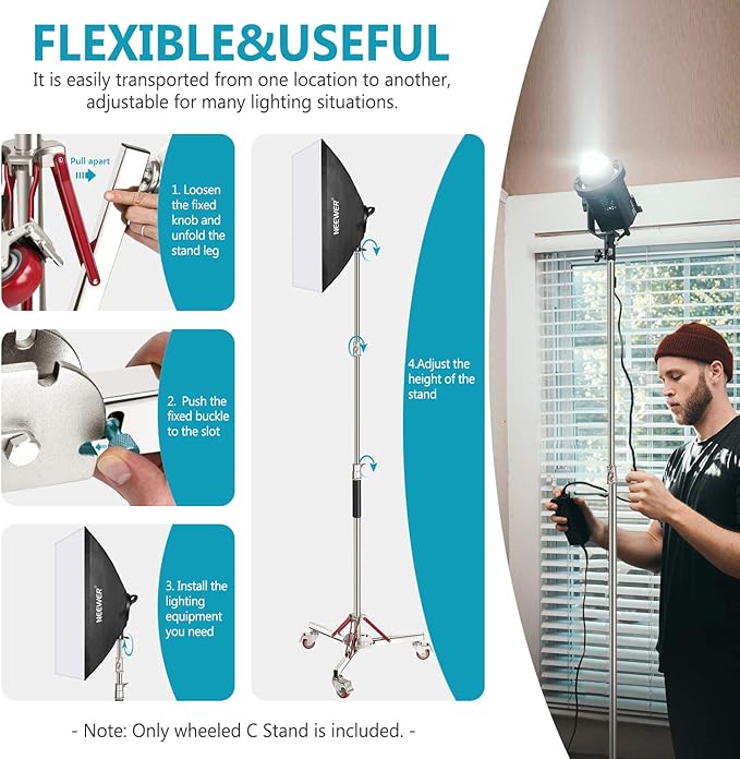 Soporte pesado para luces con ruedas y altura ajustable miniatura 3