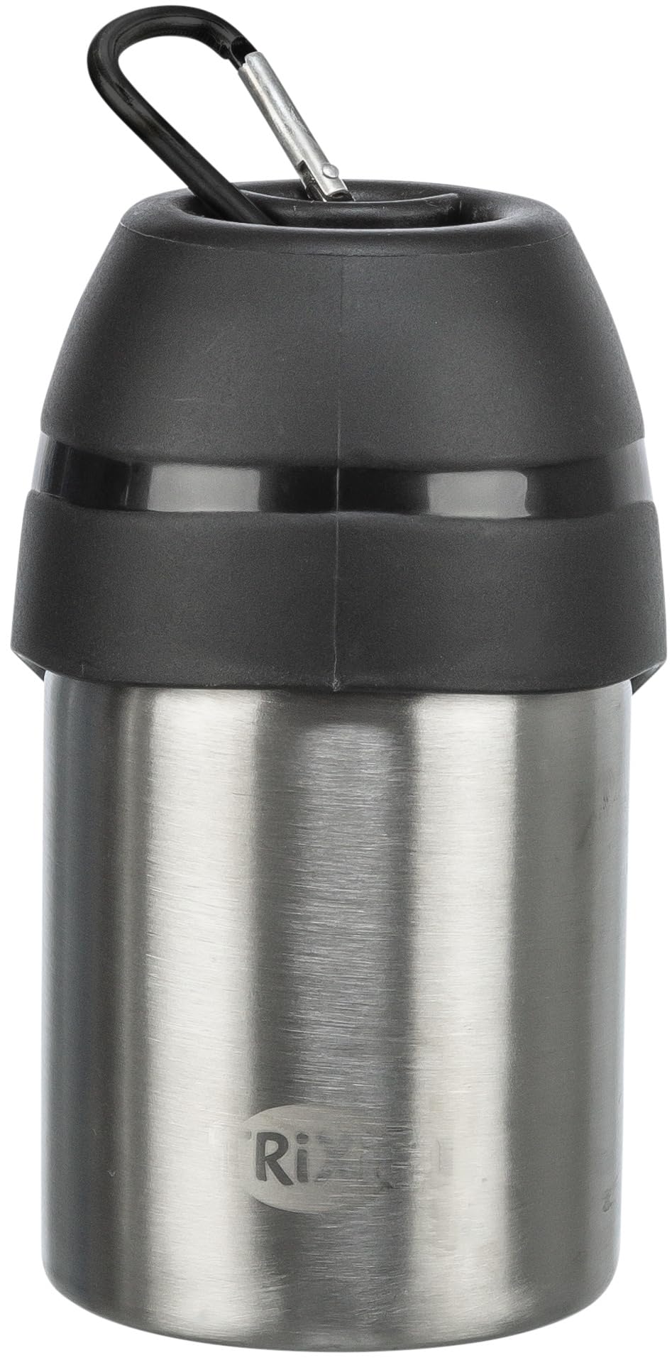 TRIXIE Flasche mit Trinknapf im Deckel - ideal für die Wasserversorgung unterwegs - spülmaschinenfest - mit Karabiner - 0,3 l - Edelstahl/Kunststoff - 24605