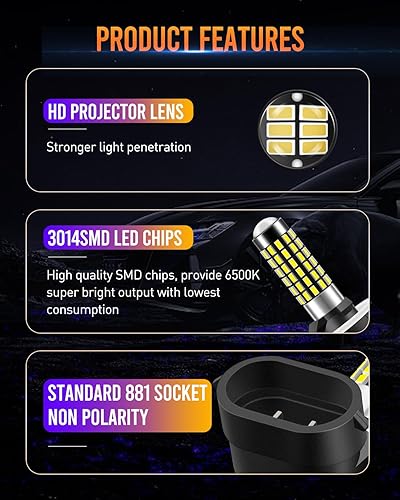 Miniatura 4 de LUYED, focos LED superbrillantes de 2 X 900 lúmenes, modelo 3014 78-EX Chipsets 881, para DRL or luces de niebla, color blanco