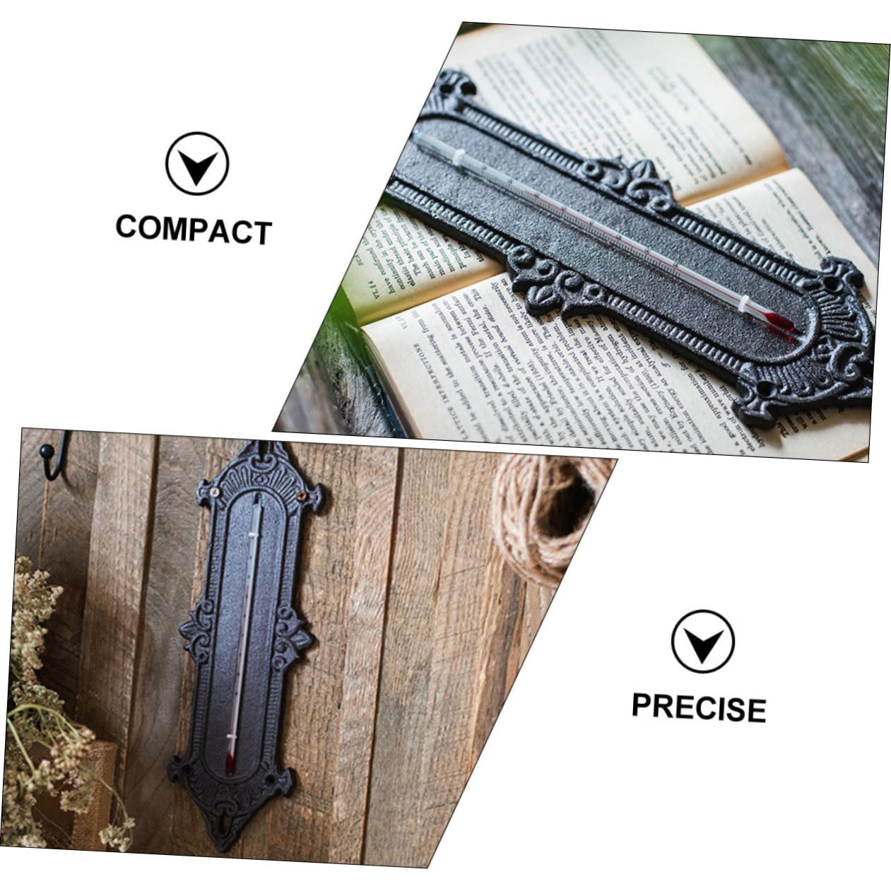 Toyvian Gusseisen Gewächshaus Thermometer Wandthermometer mit Temperaturanzeige Kompakt Multifunktional für Innen und Garten