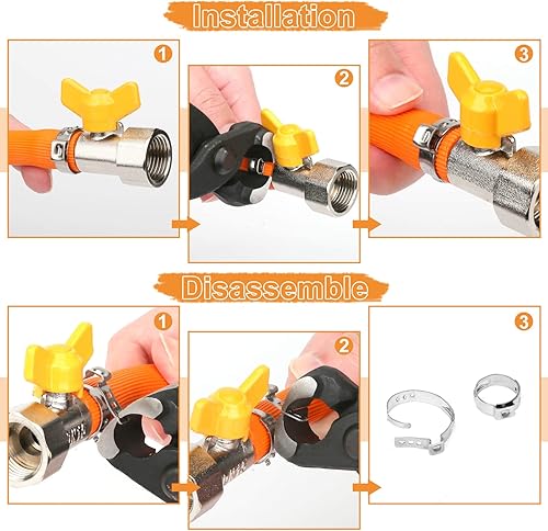 Miniatura 6 de 120 abrazaderas de manguera de oreja única de acero inoxidable 304, 11 tamaños, 0.236-1.303 in, kit surtido de anillos de cincha sin escalones con