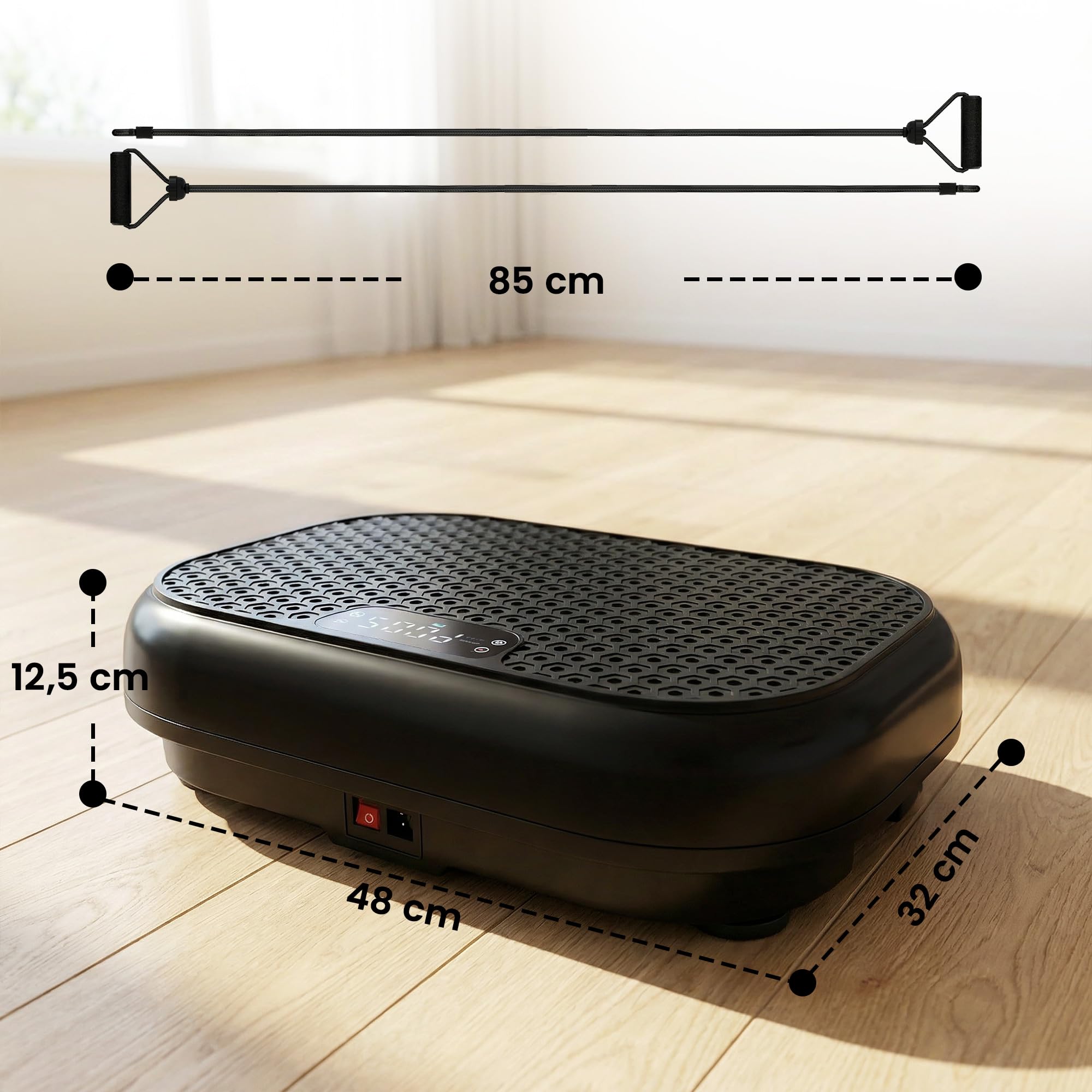 SPORTNOW Plateforme Vibrante Fitness 200W Appareil de Musculation et Minceur - Plaque Vibrante 120 Vitesse 5 Programmes Perte de Poids - 48cm Ultra-Mince Bandes de Résistance Maison Bureau, Noir