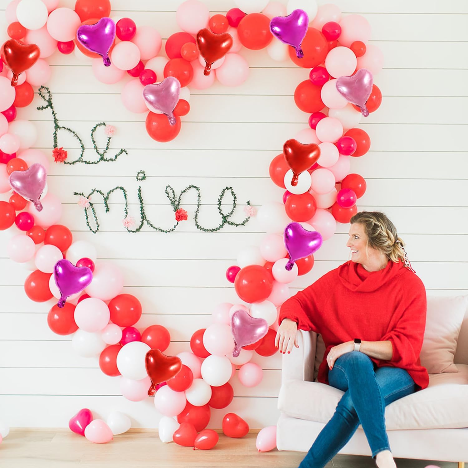 TONIFUL 30Pcs 10 Inch Heart Balloons Valentine’s Day Red Pink Hot Pink Heart Shape Foil Mylar Balloons Decoration for Valentine's Day Wedding Bridal Shower Anniversary Engagement Party Supplies image 5