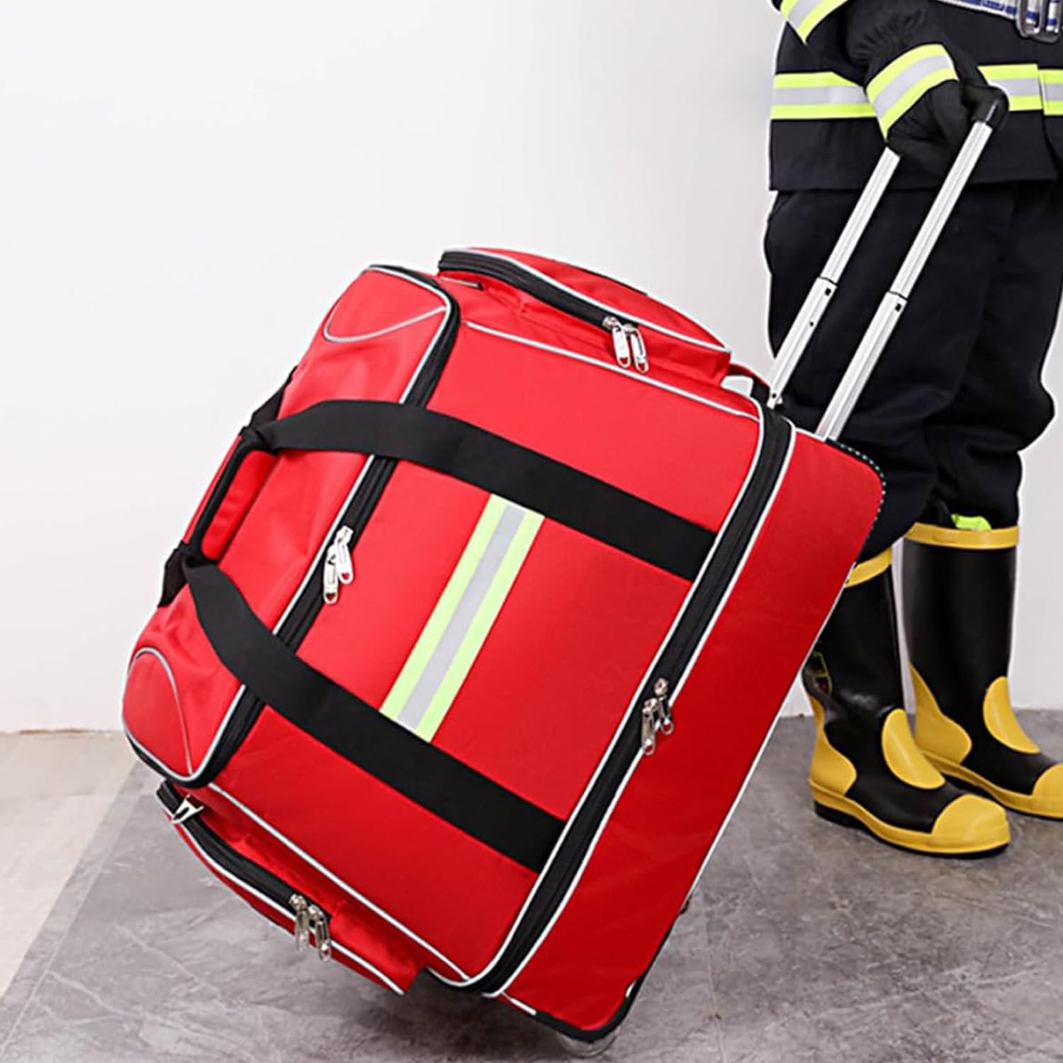 Bolsa portátil para botiquín de primeros auxilios con ruedas y divisores, bolsa impermeable de gran capacidad para emergencias, rescate al aire libre y senderismo