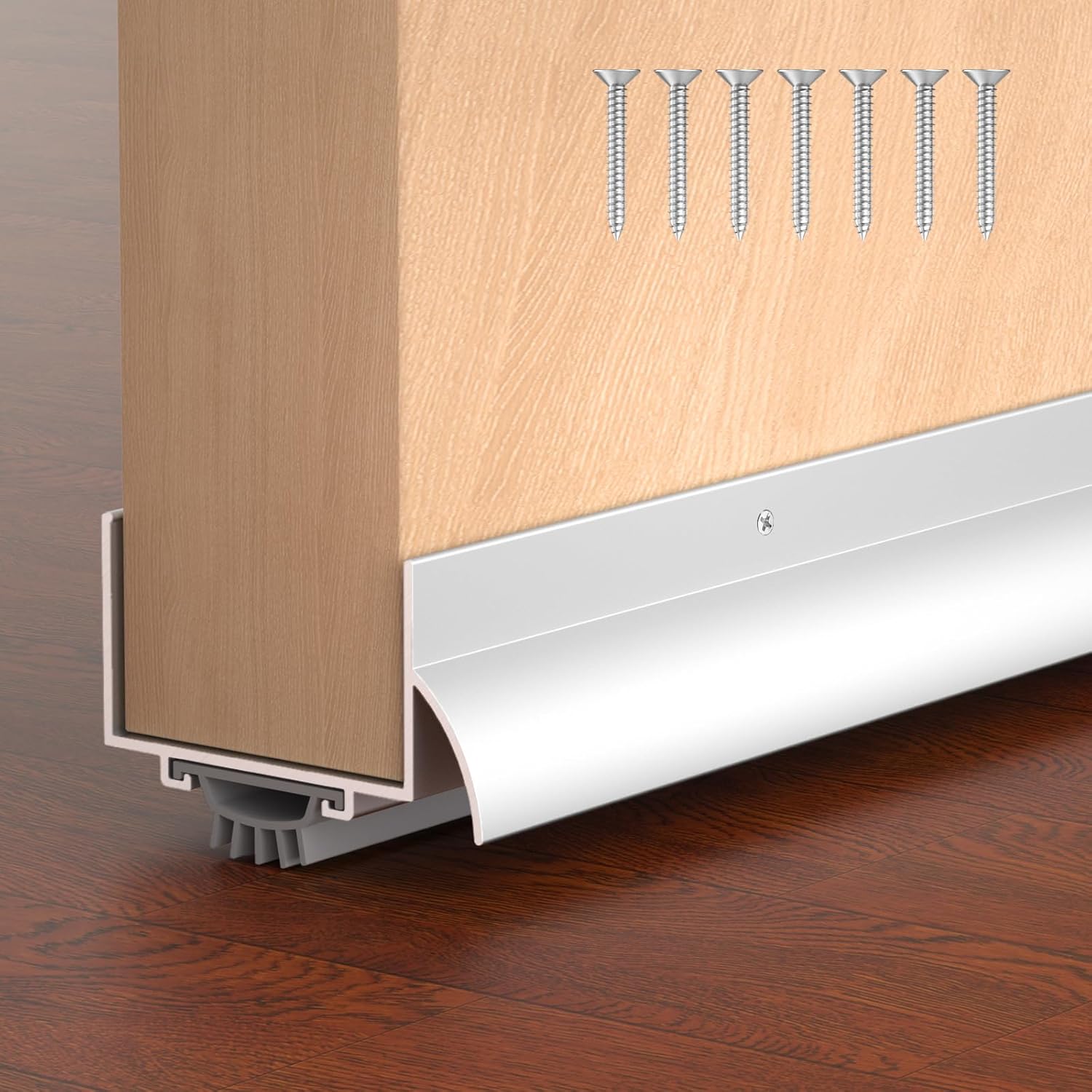 1-3/4" x 48" U Shaped Door Bottom Sweep with Drip Cap, Aluminum Weather Stripping Seal, Metal Screw-on Under Door Seal for Exterior Doors (Silver, 1 Pack)